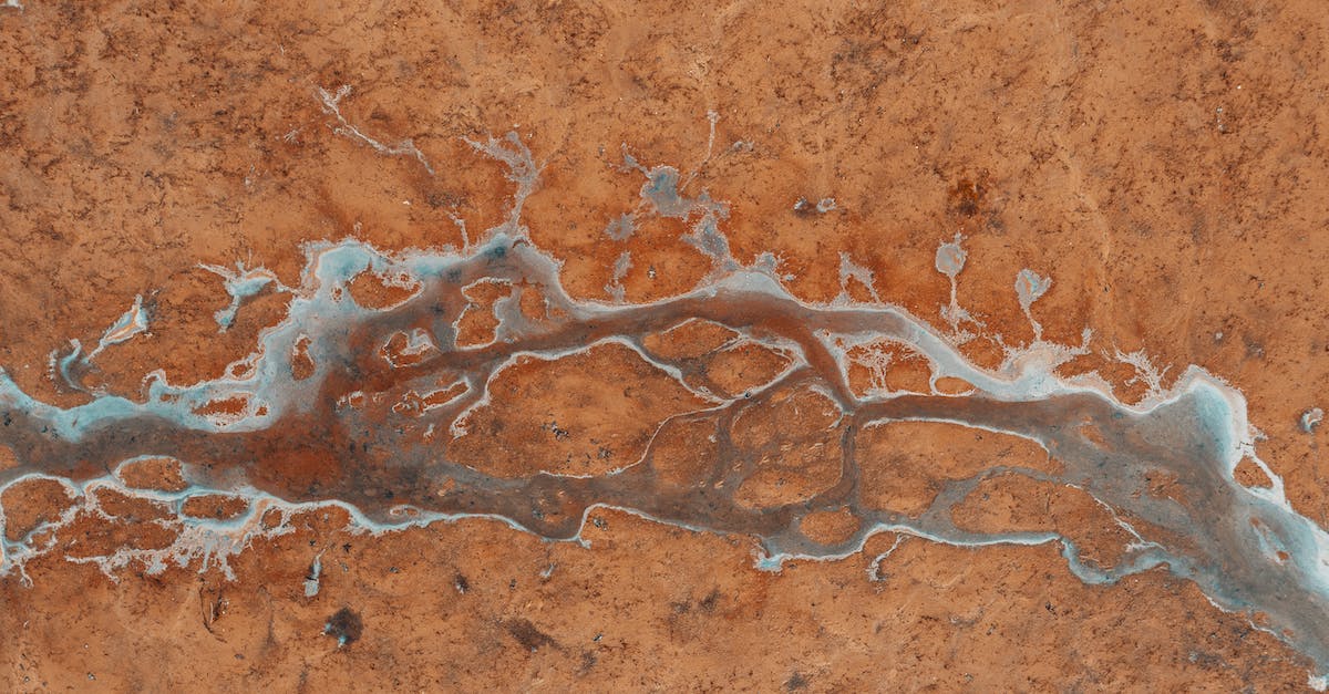 How to reset Enderman drop height without using vines? - Top view of textured background with icy creek on dry brown terrain in daytime