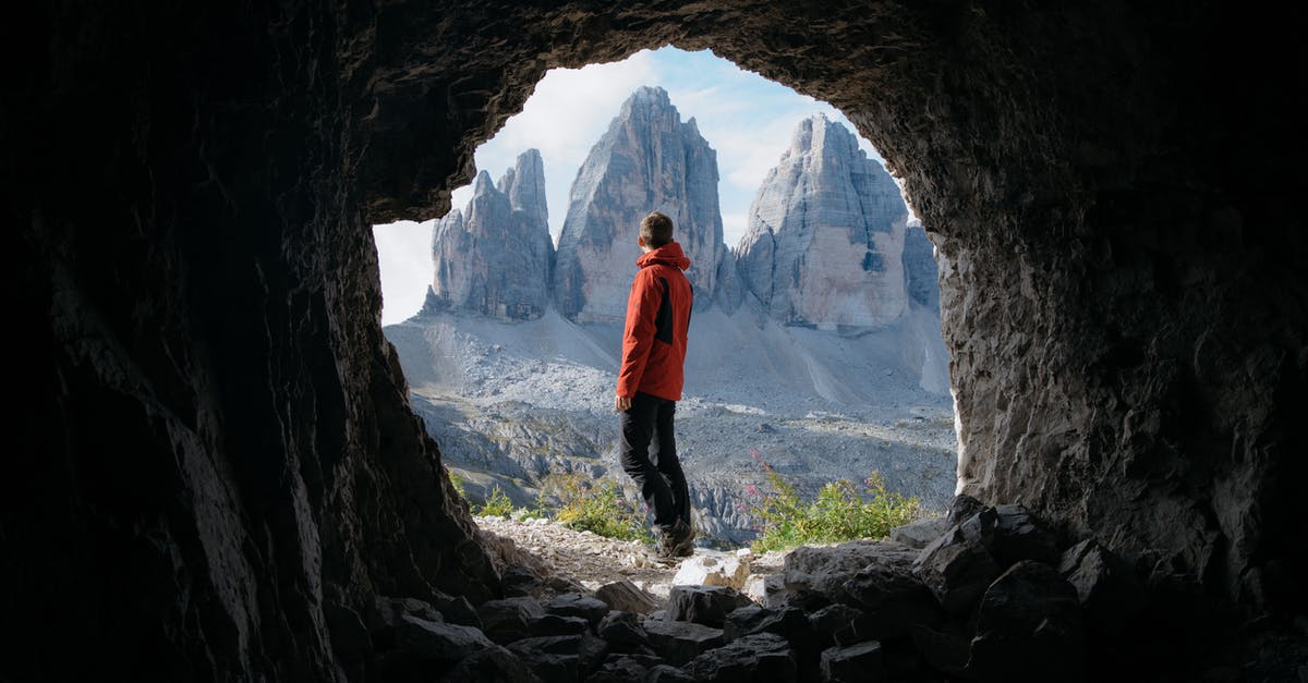 I'm stuck in Seafloor Cavern - Man in Red Jacket Standing Outside of the Cave Across the Three Mountains I'm stuck in Seafloor Cavern - Man in Red Jacket Standing Outside of the Cave Across the Three Mountains