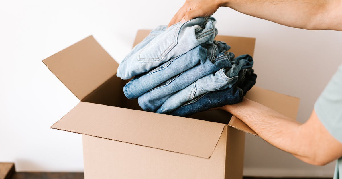 I'm unable to to put my nickname [duplicate] - Crop unrecognizable male putting staked jeans into opened cardboard container before renovation while standing against white wall in daylight