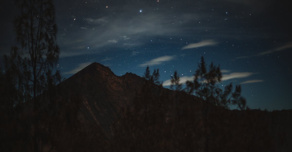 Increase cell loading range with distant landscape rendering off - Dramatic silhouette of distant mountain summit located against cloudy dark sky during starry quiet night Increase cell loading range with distant landscape rendering off - Dramatic silhouette of distant mountain summit located against cloudy dark sky during starry quiet night