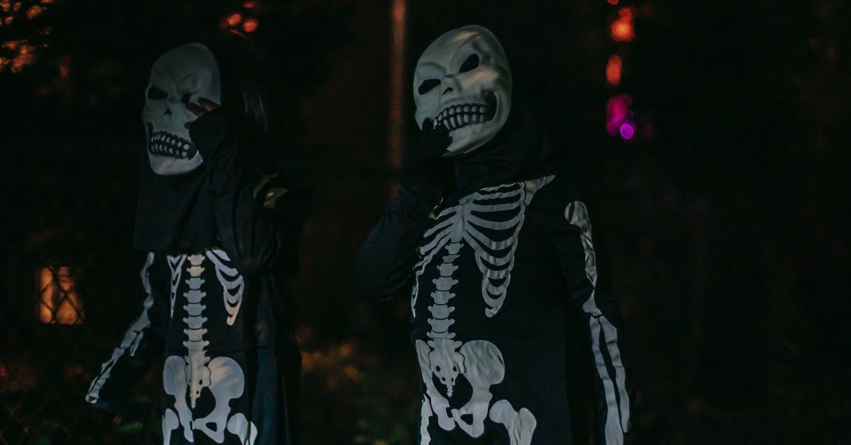 Is Dr. Ned Dr. Zed in Disguise or is This Simply a Recurring Gag? - Unrecognizable persons dressed in costumes of skeleton standing on dark street