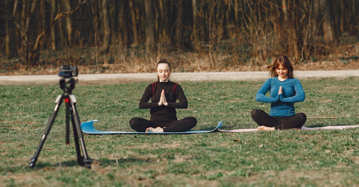 Is it possible to record video, depth map and 6D pose of any games? [closed] - Calm young female friends in sportswear sitting with crossed legs and closed eyes in Namaste pose in front of tripod with photo camera on grass