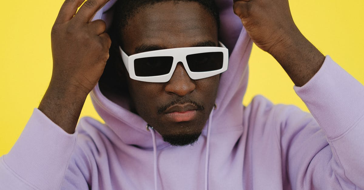 Is the character deck common or individual? - Trendy African American male in stylish white sunglasses putting on hood and looking at camera against yellow background