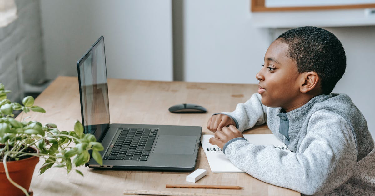 Is there a mass use for rubber or sticky resin? - Side view of African American boy watching educational video with netbook while sitting at table with stationery