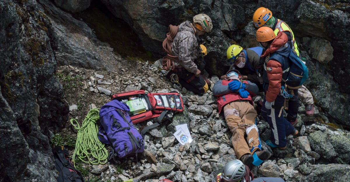 Is there a point to kicking the helmet down stairs and saving the guy? - Rescue Team Saving an Injured Person on Rocky Mountainside Is there a point to kicking the helmet down stairs and saving the guy? - Rescue Team Saving an Injured Person on Rocky Mountainside