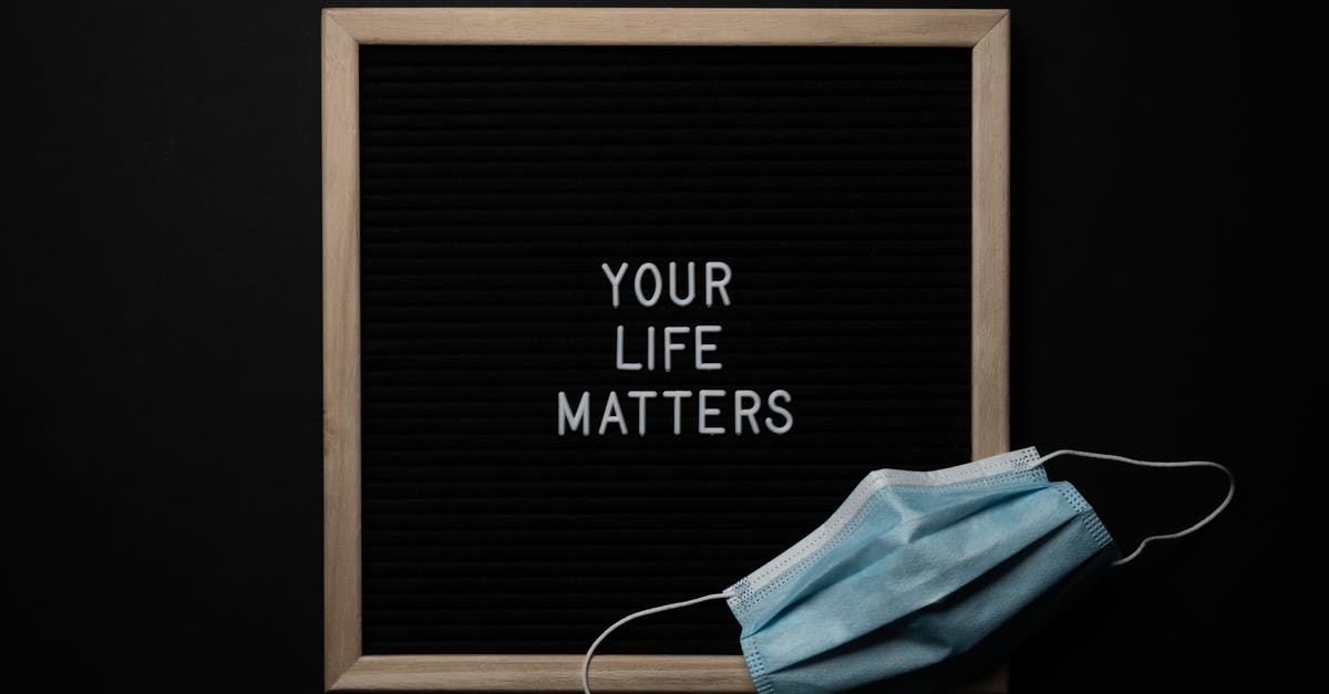 Is there a risk in scarring your followers? - Overhead arrangement of framed black photo with white words Your Life Matters on black background near medical mask