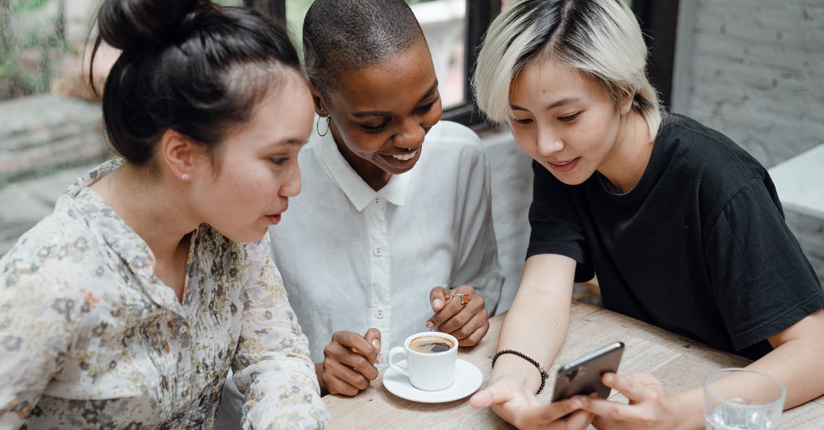 Is there a strategy for using the Position Buttons? - From above of young multiracial female colleagues discussing project and using smartphone in creative coworking space