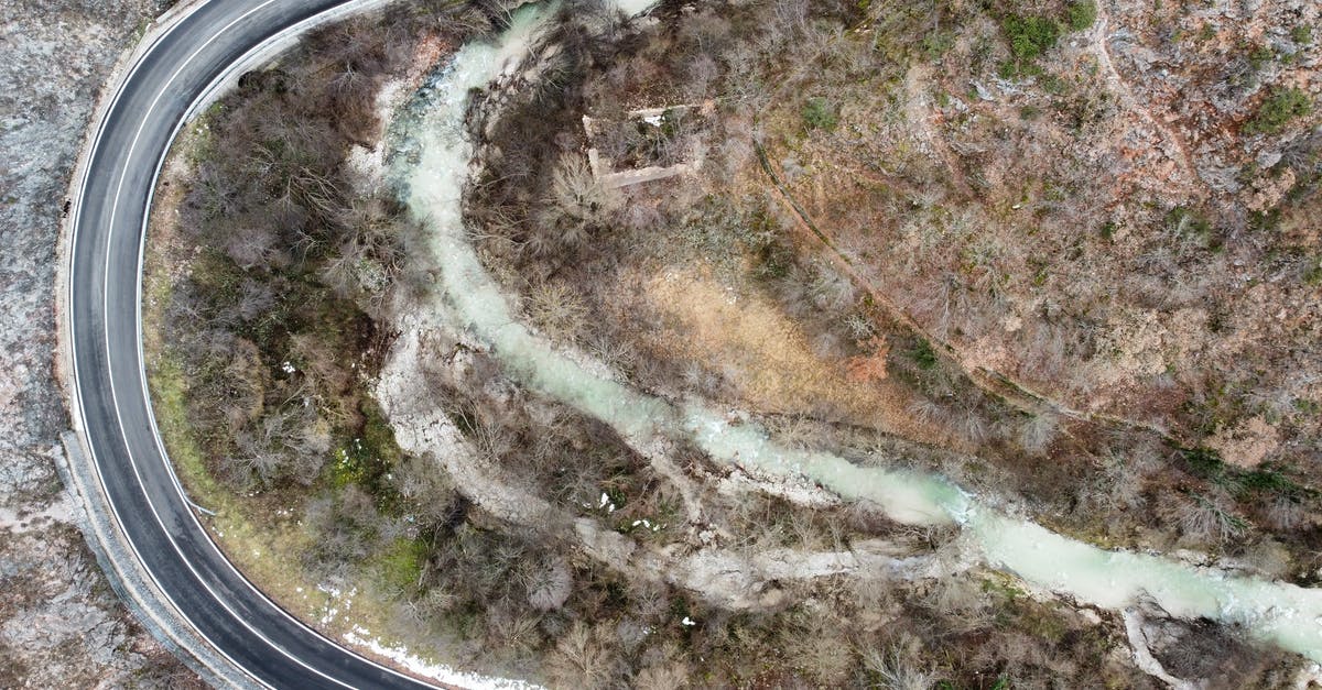 Is there a way to instantly end the current loop? - Aerial top view of empty curvy asphalt road running through rough heath in daylight