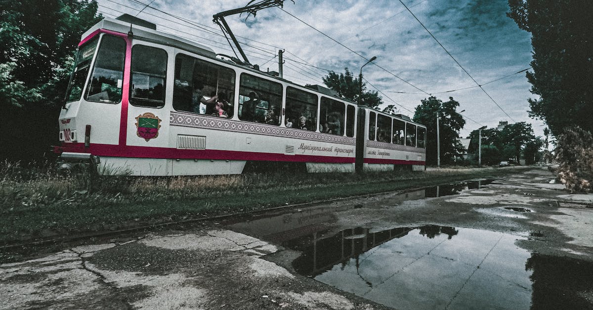 Is there a way to leave Grandship before fighting the Demolisher? - Tram riding on railroad near puddles of water and green trees under cloudy sky