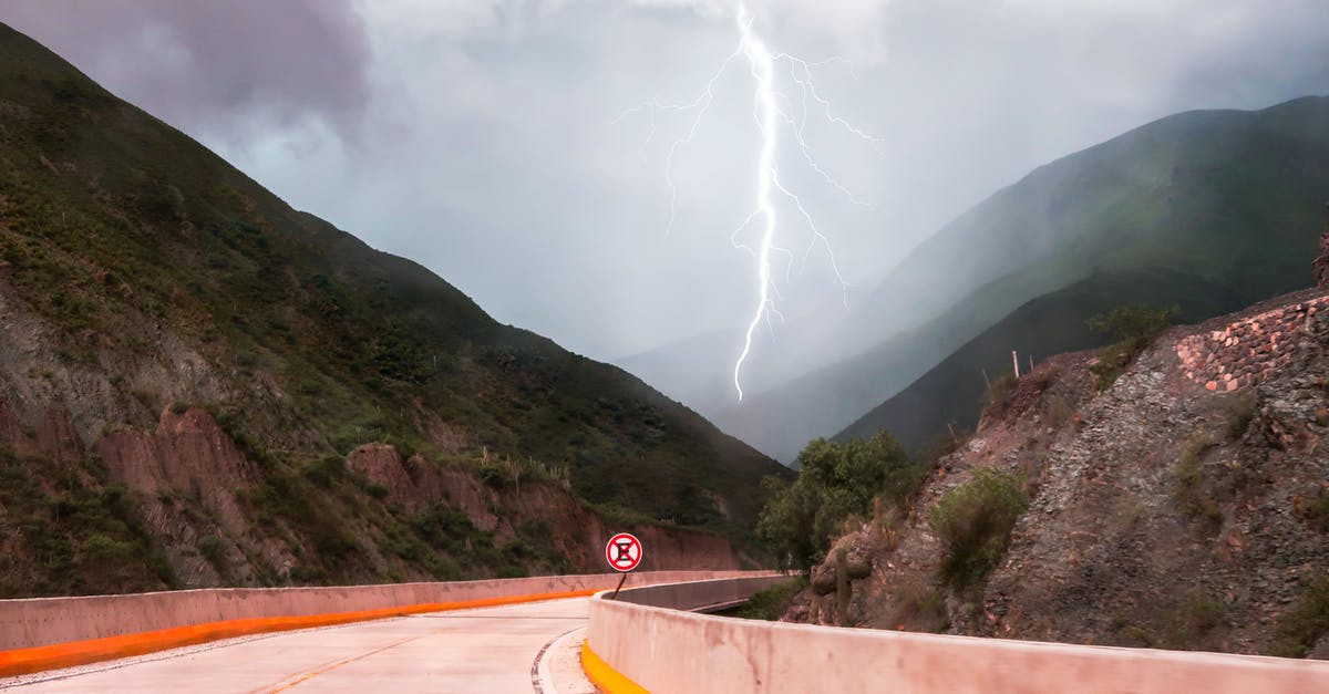 Is there a way to prevent taking damage in an electrical storm in Oblivia? - Thunderstorm over road between green mountains Is there a way to prevent taking damage in an electrical storm in Oblivia? - Thunderstorm over road between green mountains