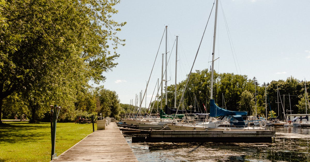 Is there a way to upgrade my existing ships? - Empty wooden walkway near river pier with sailboats and green grassy park with lush trees