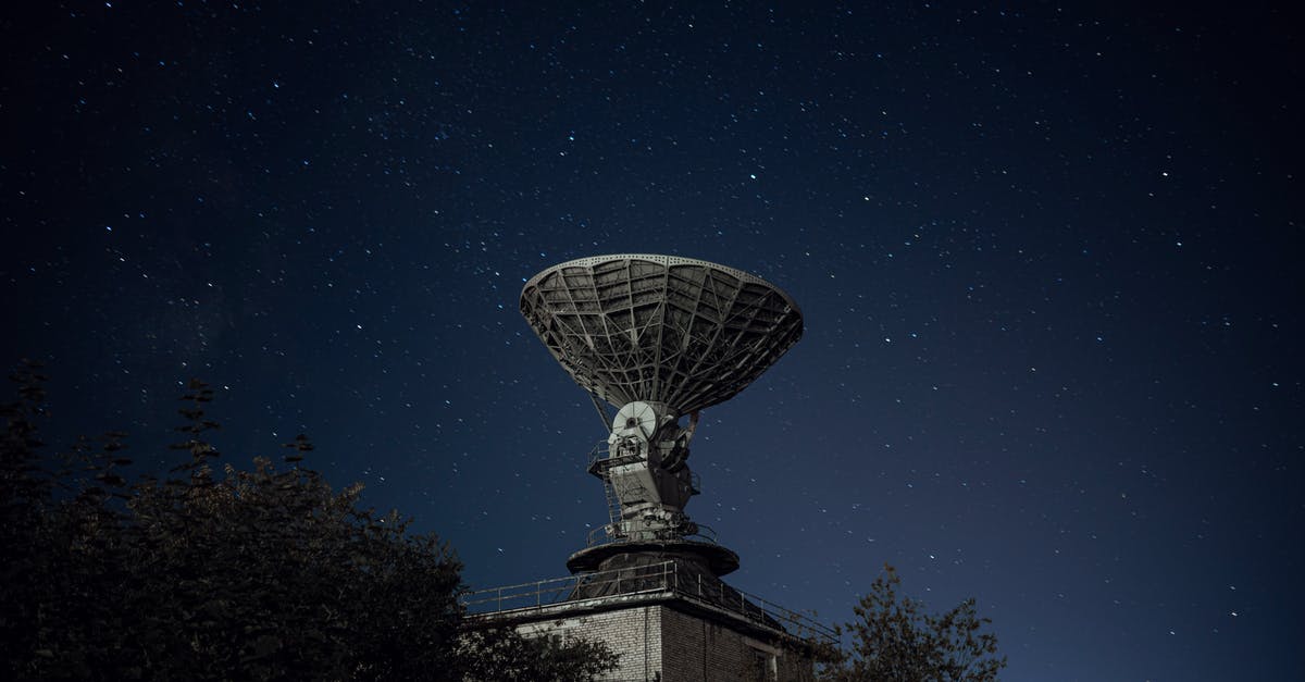 Is there an anti-air radar in Bwala ya Masa? - Radio telescope and green lush trees under blue sky with stars at night