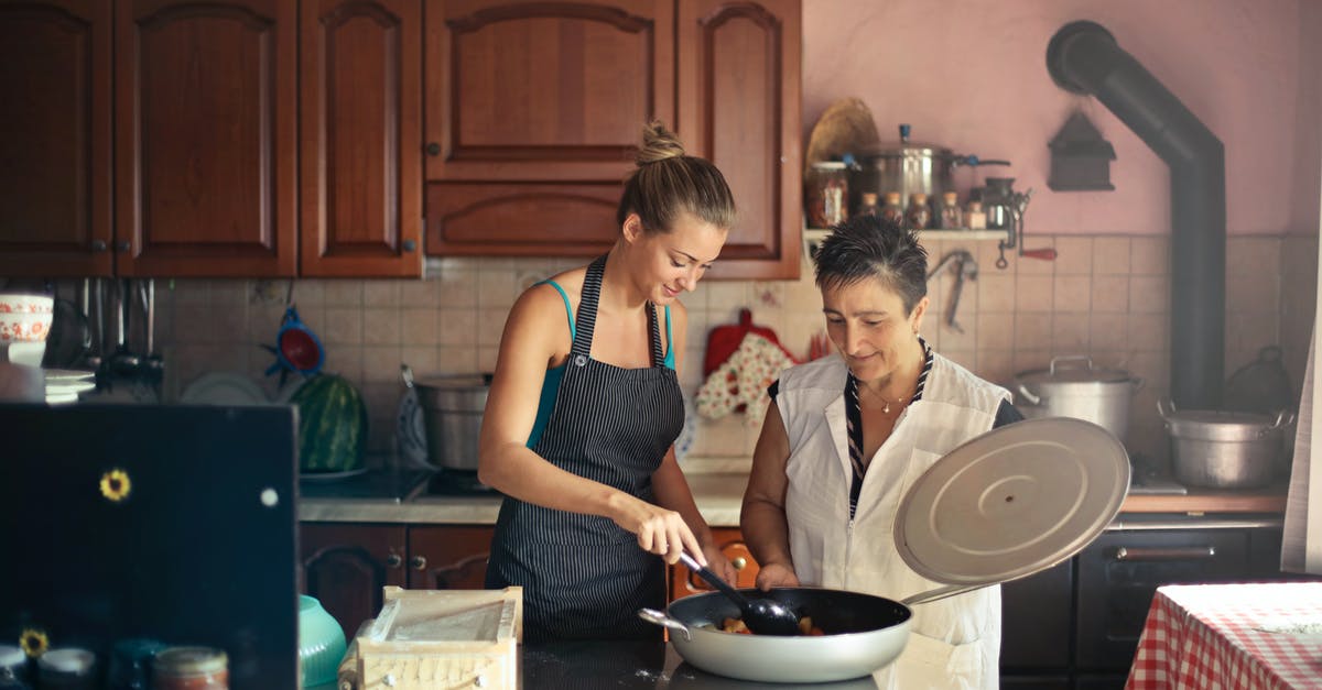 Is there mitigation against inappropriate user generated content? - Daughter and senior mother standing at table in kitchen and stirring dish in frying pan while preparing food for dinner Is there mitigation against inappropriate user generated content? - Daughter and senior mother standing at table in kitchen and stirring dish in frying pan while preparing food for dinner