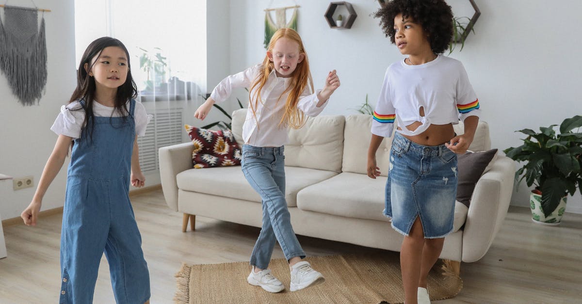 Just Dance 2021: How much content is offered in "Kids Mode"? - Happy multiethnic girlfriends dancing on floor at home Just Dance 2021: How much content is offered in "Kids Mode"? - Happy multiethnic girlfriends dancing on floor at home