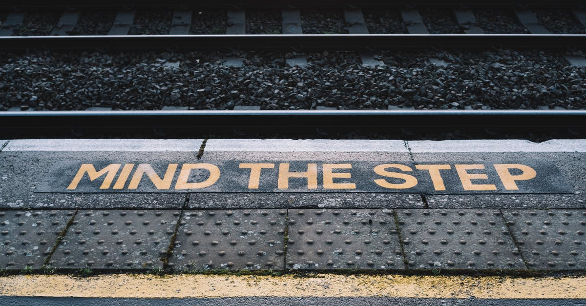 Locations of crafting stations - Platform with inscription near railway on city street Locations of crafting stations - Platform with inscription near railway on city street