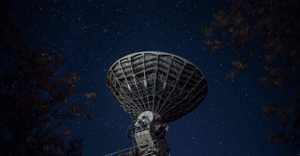 Master Sphere From Dark Ixion - Radio telescope against sky with stars
