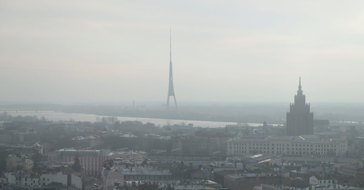 Minecraft: building a tower of arbitrary height from inside - Gloomy Riga cityscape on foggy day Minecraft: building a tower of arbitrary height from inside - Gloomy Riga cityscape on foggy day