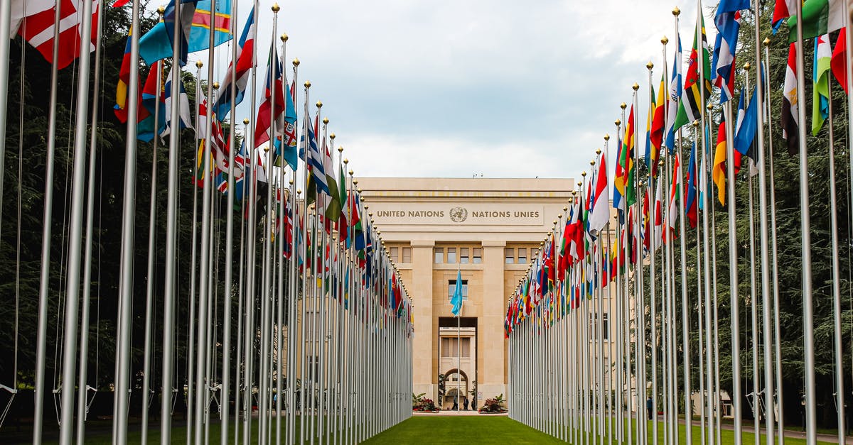 Minecraft native resolution vs any other resolution fullscreen issue - From below of various flags on flagpoles located in green park in front of entrance to the UN headquarters in Geneva