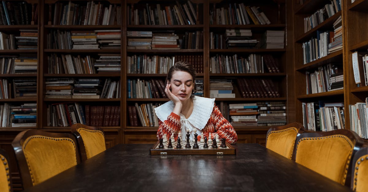 Mirage Board: Nodes with additional brackets over them - Pensive Woman playing Chess