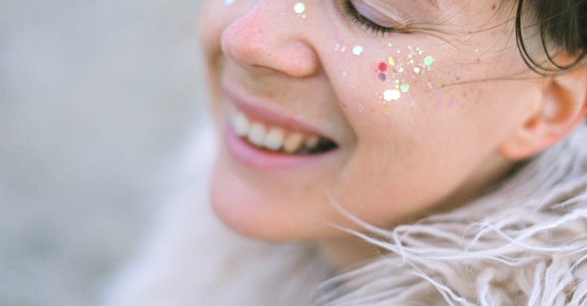 Moods and captured/restrained enemies? - Side view of female with glitter laughing and enjoying moment with closed eyes Moods and captured/restrained enemies? - Side view of female with glitter laughing and enjoying moment with closed eyes
