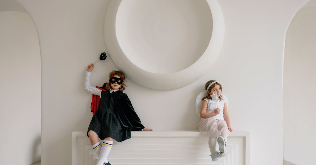 Multiplayer lobbies in Halo MCC - Two Children in Costumes Leaning on a White Wall Multiplayer lobbies in Halo MCC - Two Children in Costumes Leaning on a White Wall