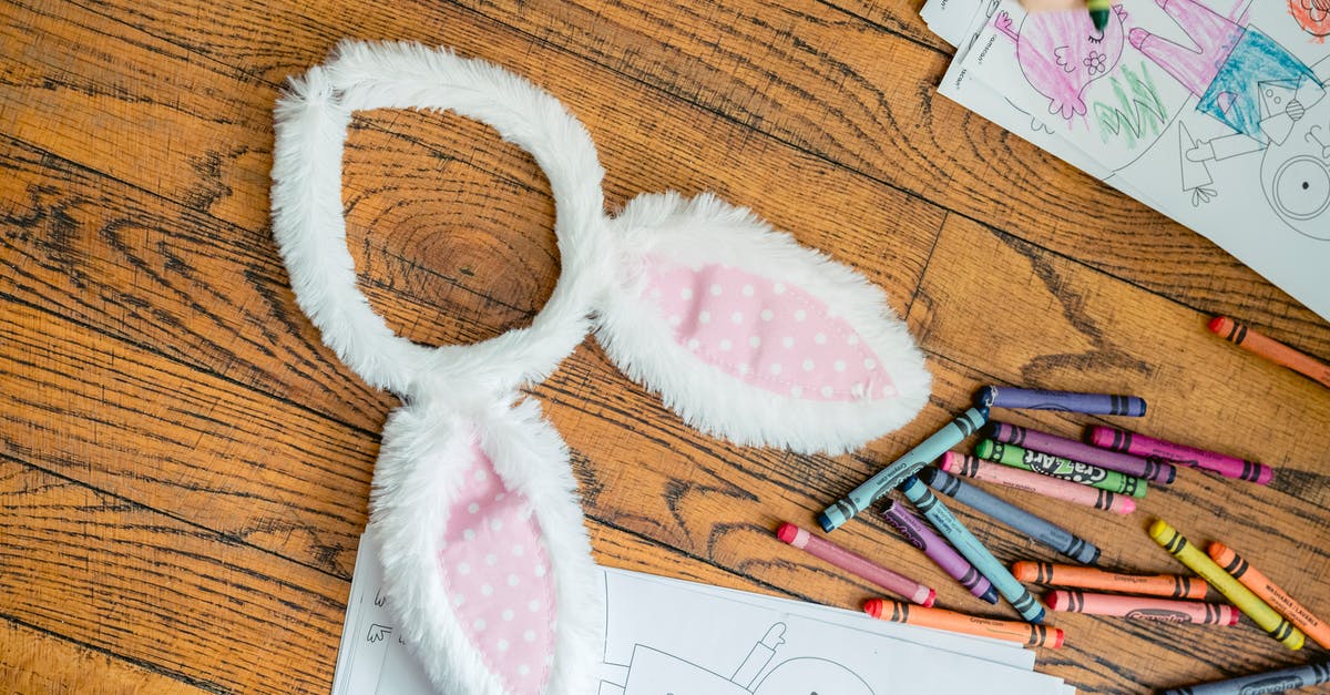 Multiple book click events - Headband with rabbit ears and coloring book placed on floor