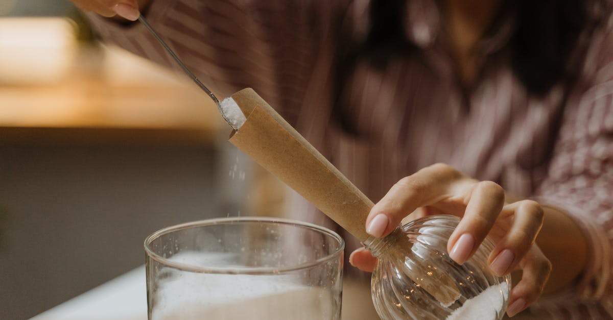 No Preparation mission items available in Preparation system - Woman Putting Sugar to a Glass Bottle with Brown Paper Funnel