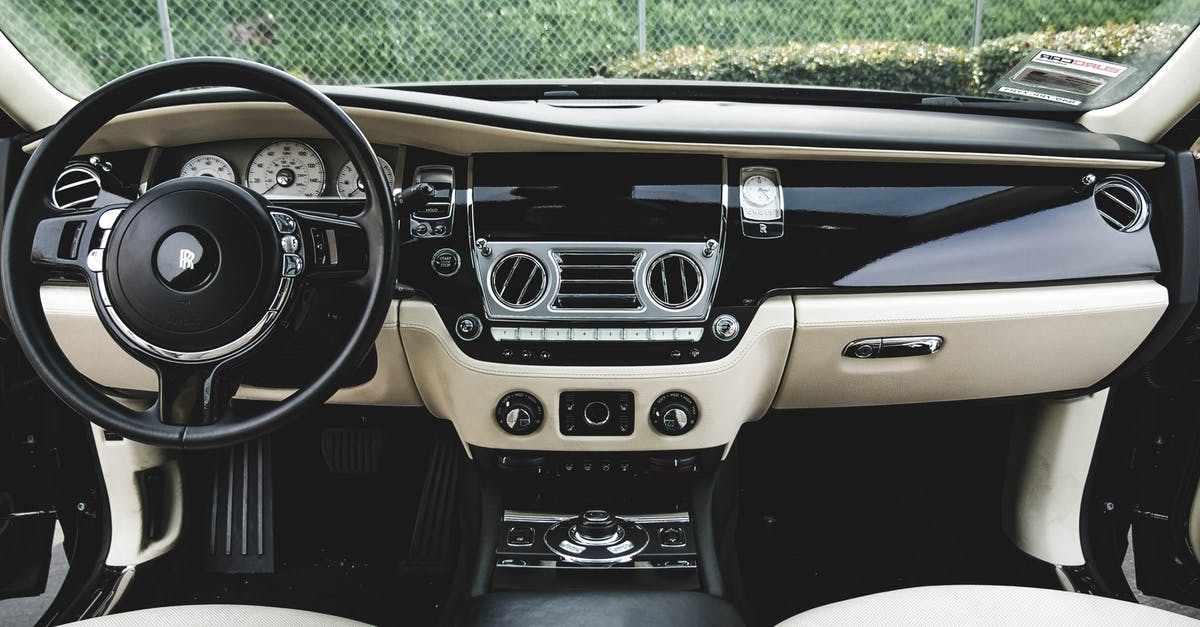 Premium Membership bonus rate? - High angle interior of luxury car with leather seats and black wooden dashboard parked on street near green plants on sunny day