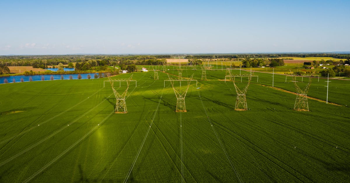 Quiet supply drops - Endless meadow with fresh green grass and power station