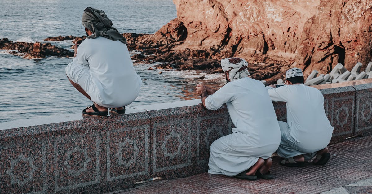 Realm of the mad god question about skin, cloths, and dyes - Arab men in white traditional wear praying on embankment Realm of the mad god question about skin, cloths, and dyes - Arab men in white traditional wear praying on embankment