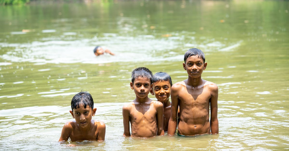 Reduce the four views to only two (1st and 3rd person) - playing in the water with one spilled child