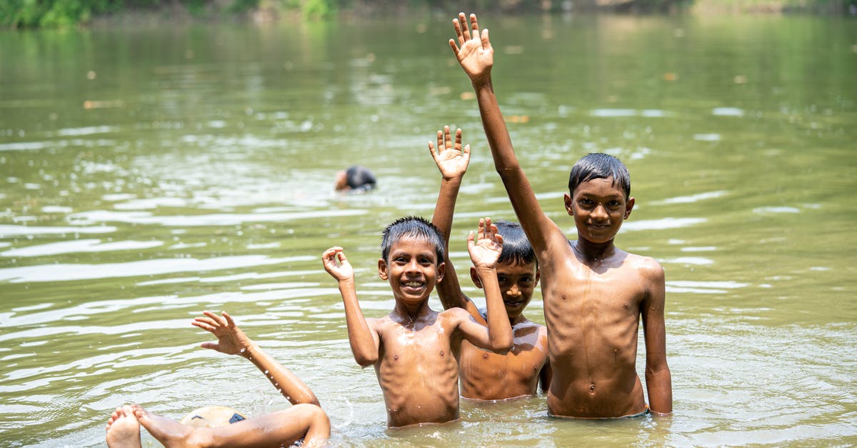 Reduce the four views to only two (1st and 3rd person) - playing in the water with one spilled child