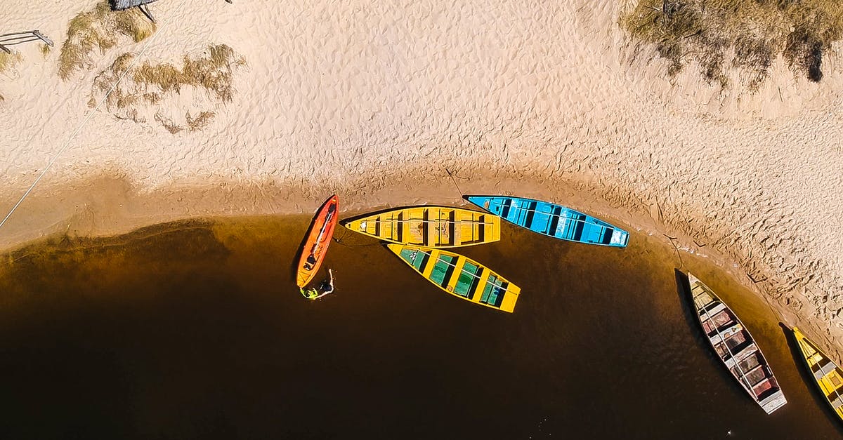 Remove too much sand from The End - Top View of Assorted-colored Row Boats
