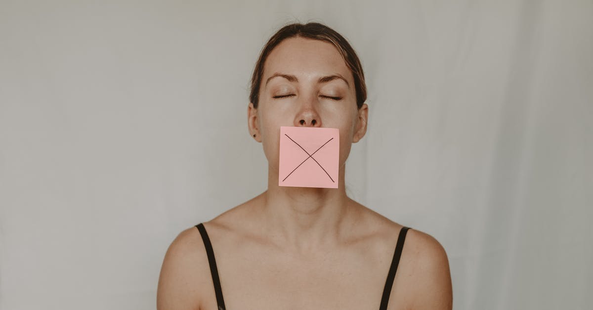 Ruling an empire of duchies [closed] - Young slender woman with closed eyes and mouth covered with sticky note showing cross on white background