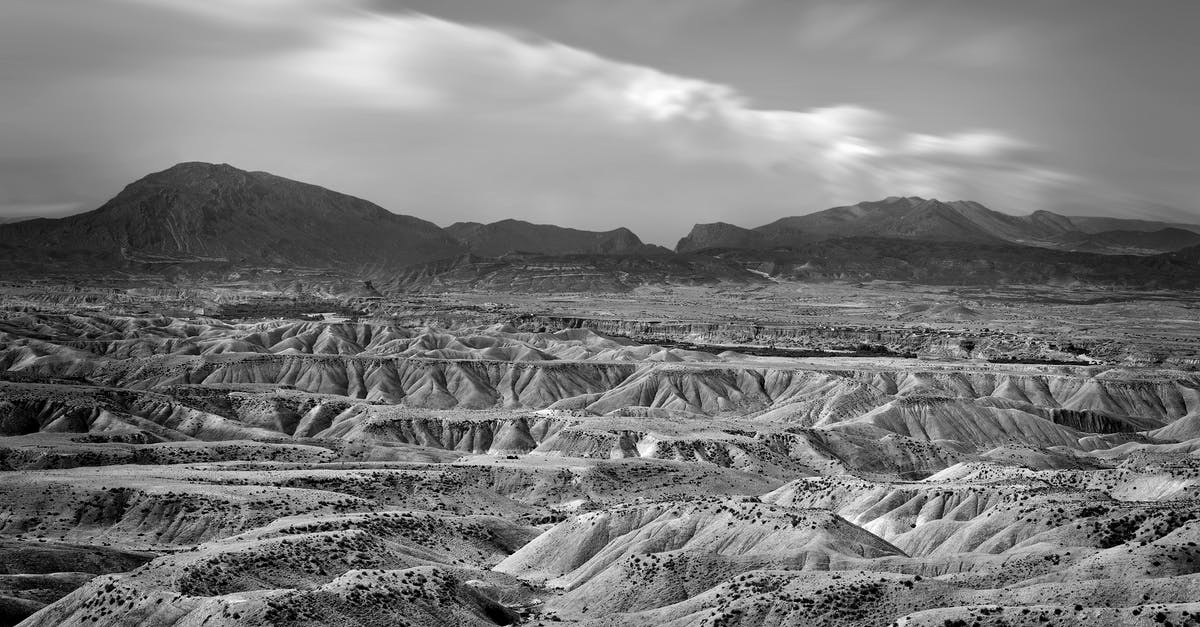 Secret area (???) Overflow #4 - Grayscale Photo of Mountains Under Cloudy Sky