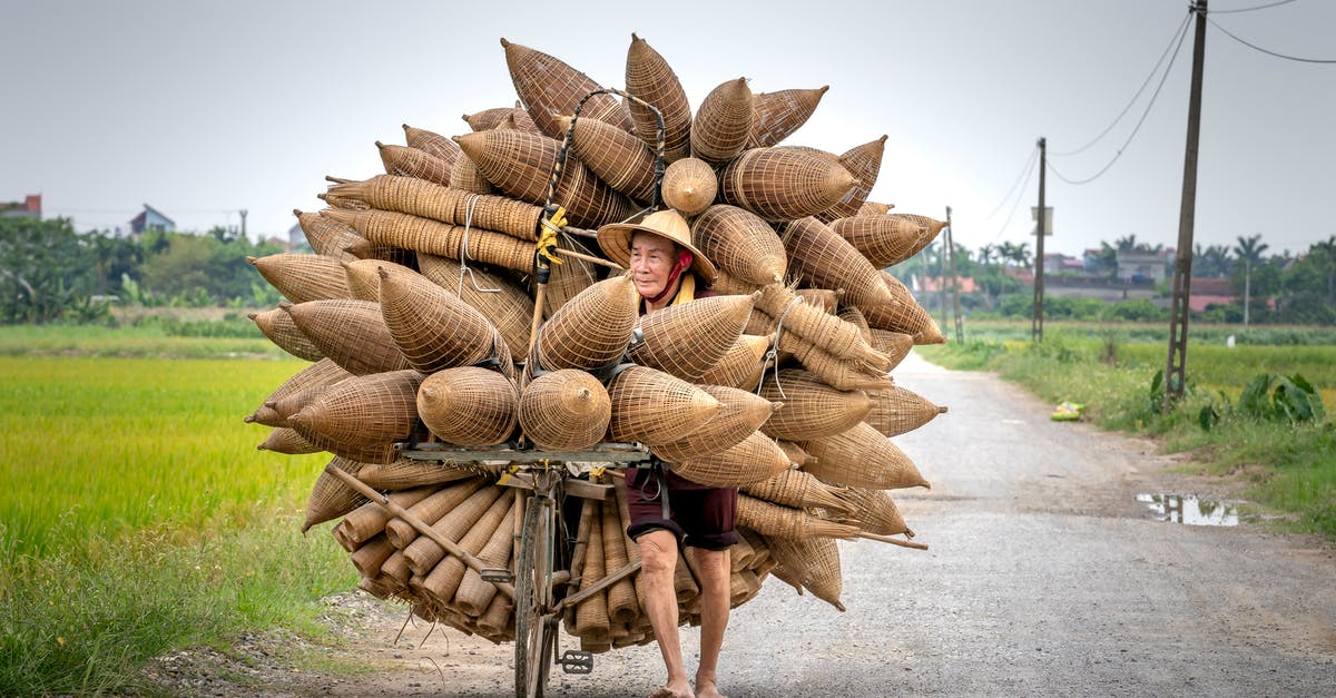 Set settlement spawn point - Asian man carrying bamboo fish traps in countryside