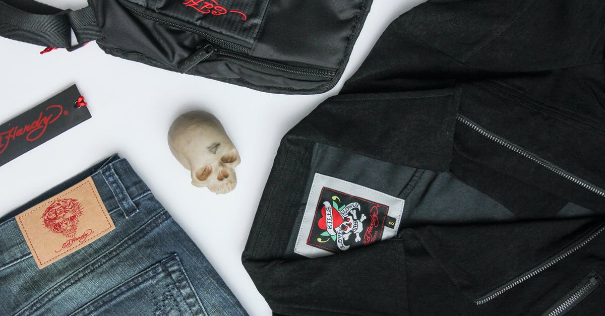 Skull Collecting - Trendy outfit with black jacket and bag arranged with jeans