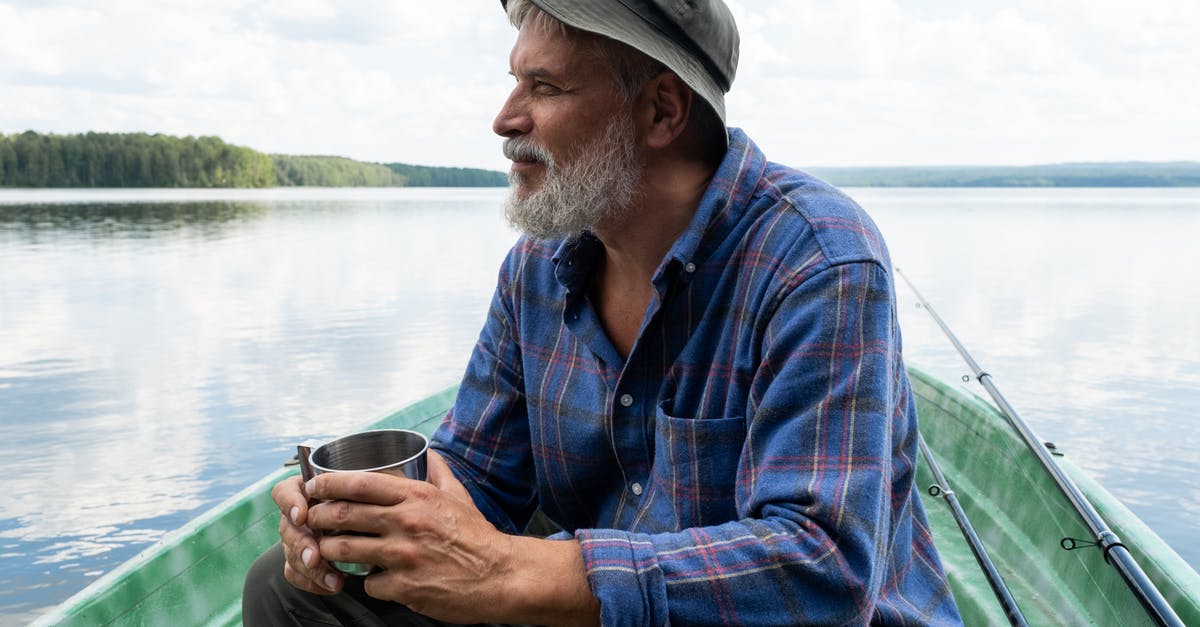 Terraria fishing rod for Android [closed] - Bearded Senior Man in Hat Sitting in Boat and Holding Mug 