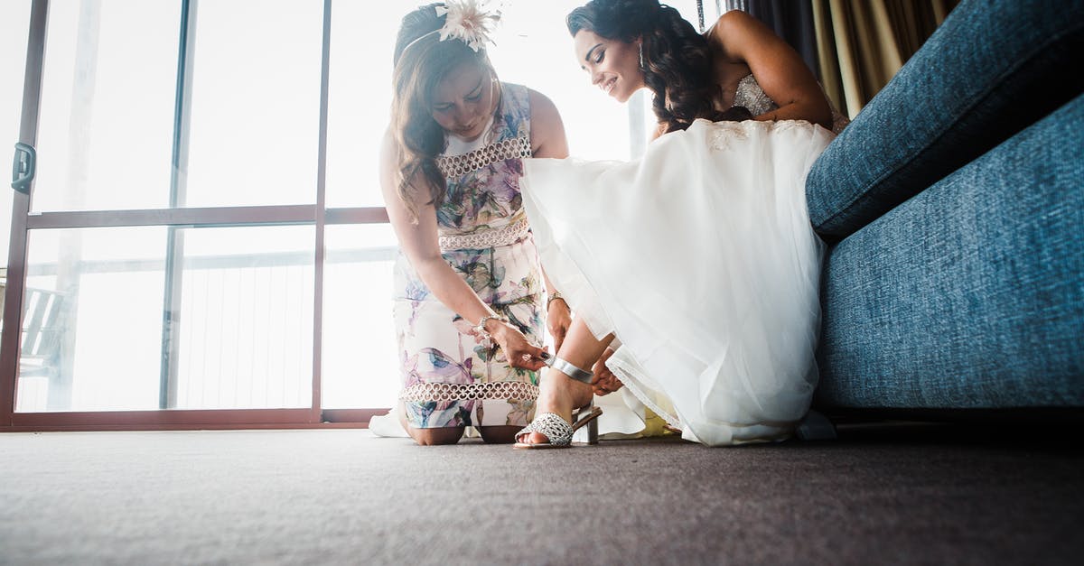 The Molecular Level Quest help [duplicate] - Middle aged ethnic mother helping daughter to wear shoes on wedding day