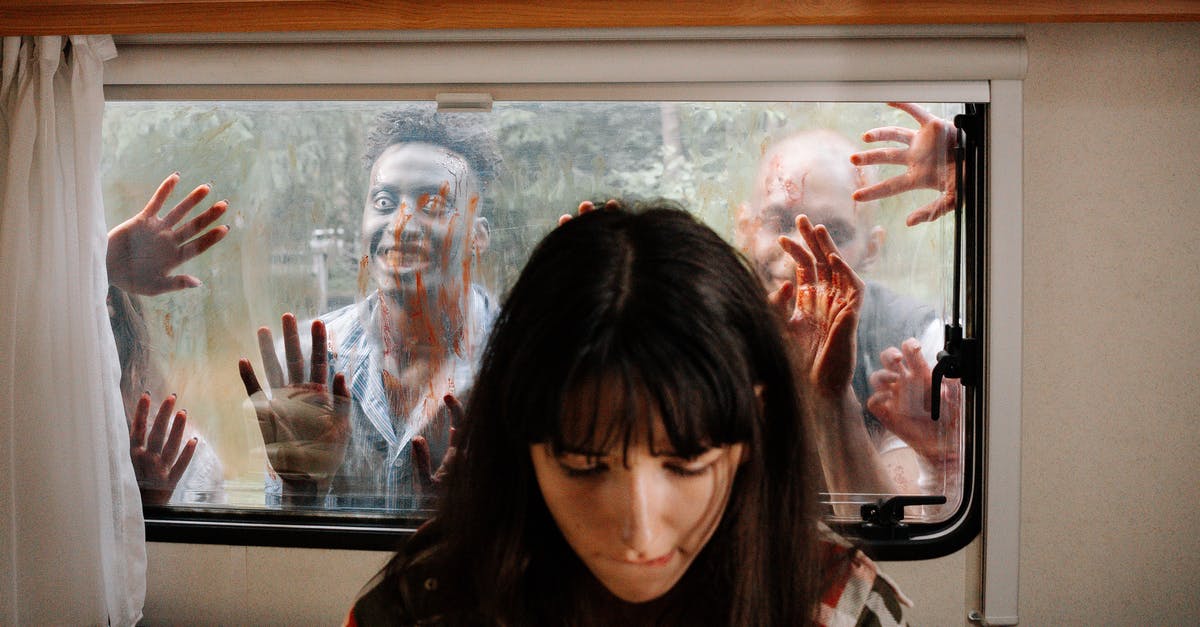 There's a zombie in my closet! - Zombies on Window behind a Girl There's a zombie in my closet! - Zombies on Window behind a Girl