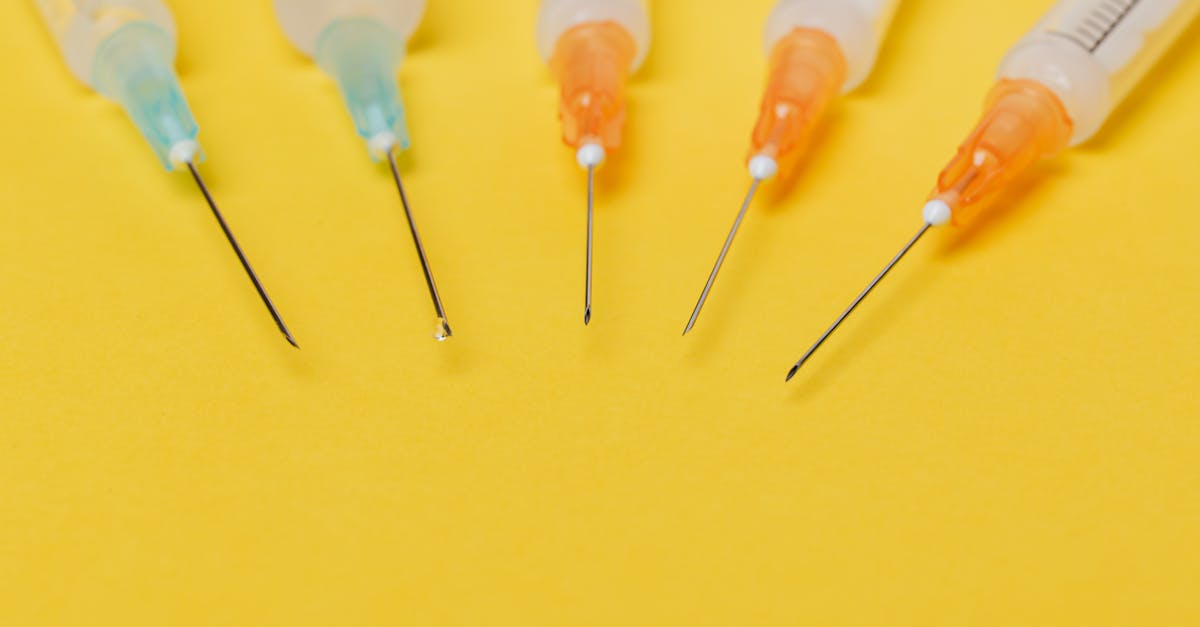 Tweak graphics settings to prevent extreme glimmering of equipment - Syringe needles with no cover on yellow background