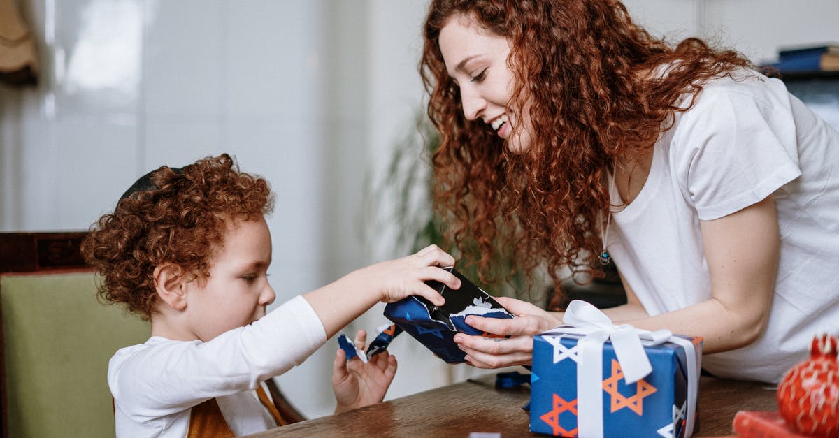 Unable to unwrap present - Mother and Son With Gifts