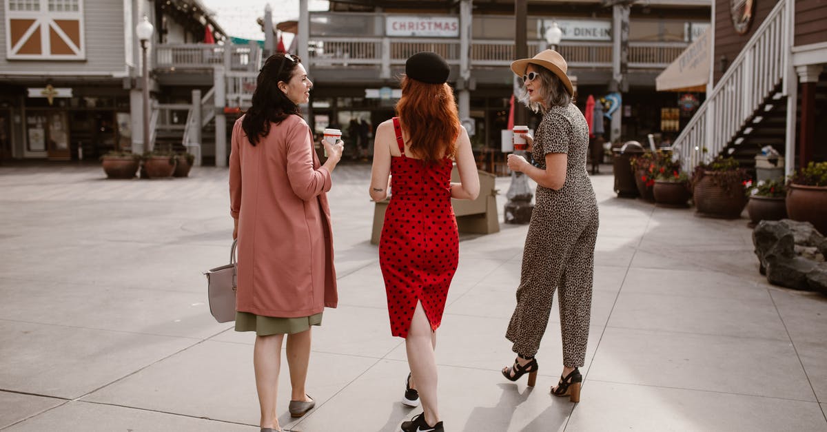 Understanding my trips to other cities - Elegant women walking on street and drinking takeaway coffee Understanding my trips to other cities - Elegant women walking on street and drinking takeaway coffee