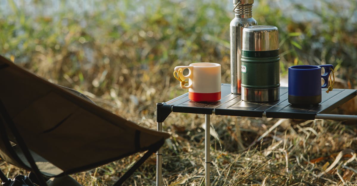 What's different in Journey for PS4? - Stainless steel vacuum flasks and mugs with hot drinks on portable table near folding chair on grass shore What's different in Journey for PS4? - Stainless steel vacuum flasks and mugs with hot drinks on portable table near folding chair on grass shore