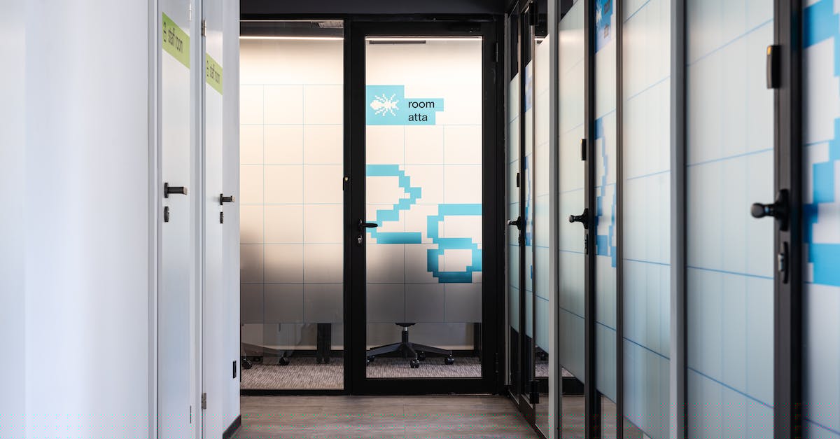 What's the significance of the Blue Hallway before the 'two door' room? - Empty corridor with doors in office center What's the significance of the Blue Hallway before the 'two door' room? - Empty corridor with doors in office center