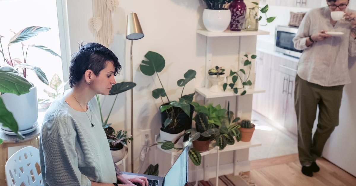 What are the best job combinations? - Side view of concentrated self employed woman with short haircut in casual outfit sitting on chair and working on laptop at home near female friend drinking hot coffee
