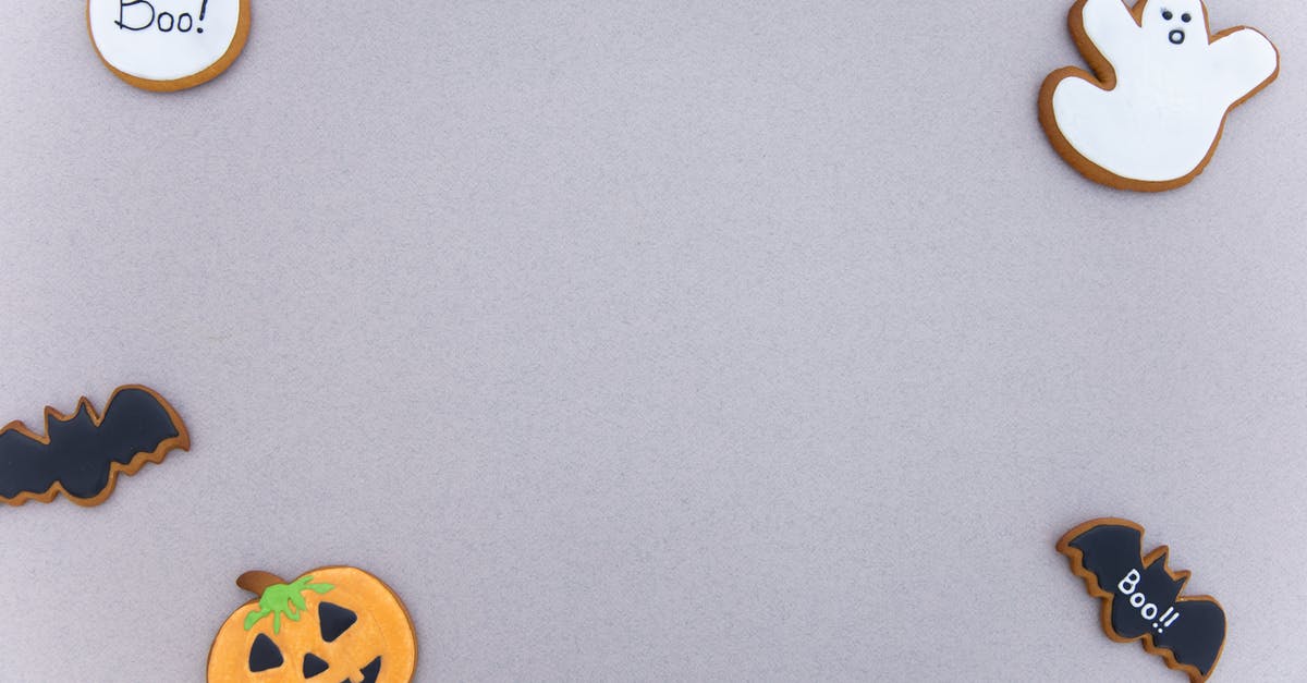 What are the differences between Ghost and Niobe? - Top view of assorted gingerbread cookies with icing in different Halloween decoration shapes arranged on gray surface as frame