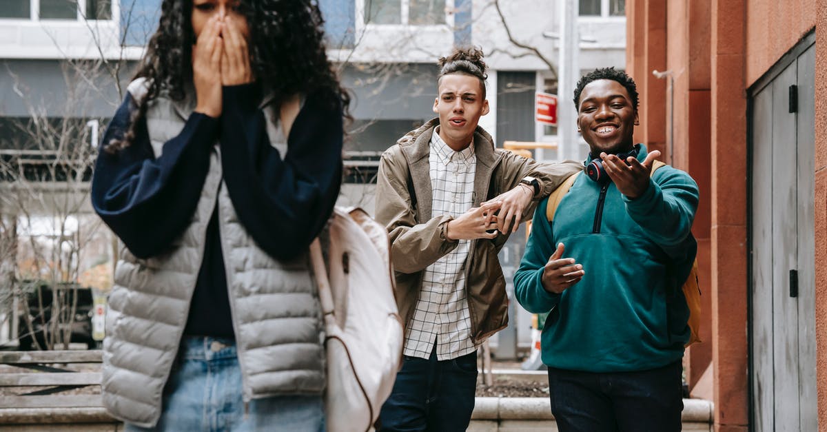 What are the hidden bonuses/penalties of hamlet stress buildings? - Young diverse men harassing female on street