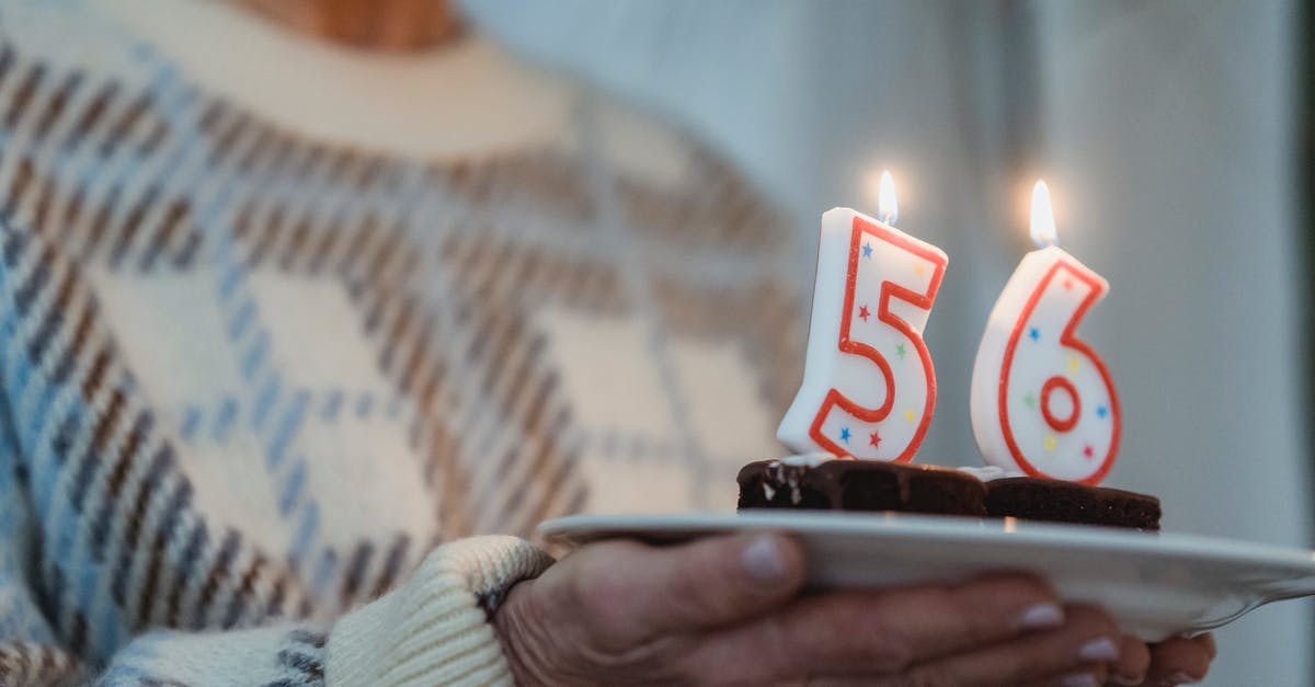 What do the numbers next to the flame represent? [duplicate] - Crop anonymous middle aged female holding plate with delicious baked treats and flaming number candles on birthday