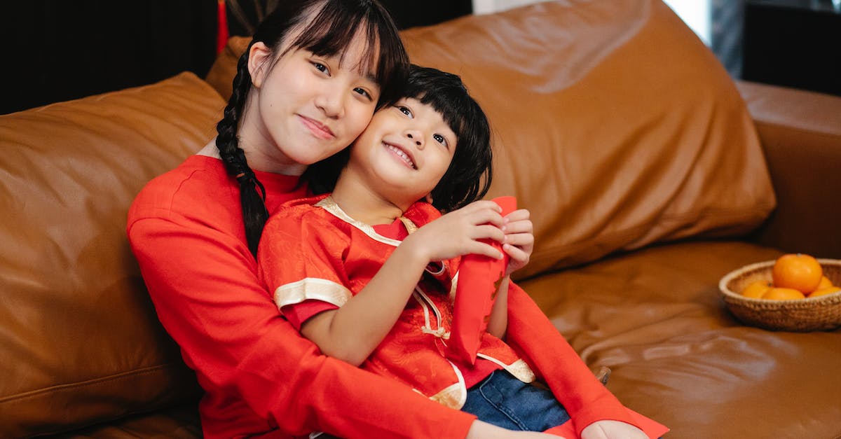 What do the red paths mean in pocket planes? - Smiling Asian teenager embracing brother on sofa during festive event